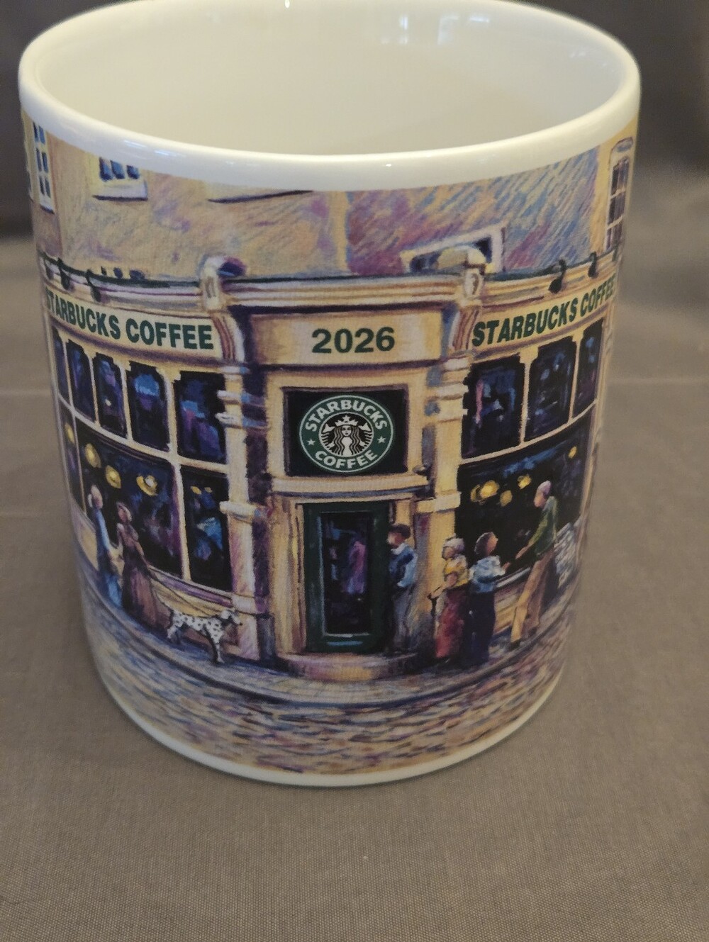 2001 Starbucks Coffee Collectible Mug BARISTA with 2026 Victorian Storefront